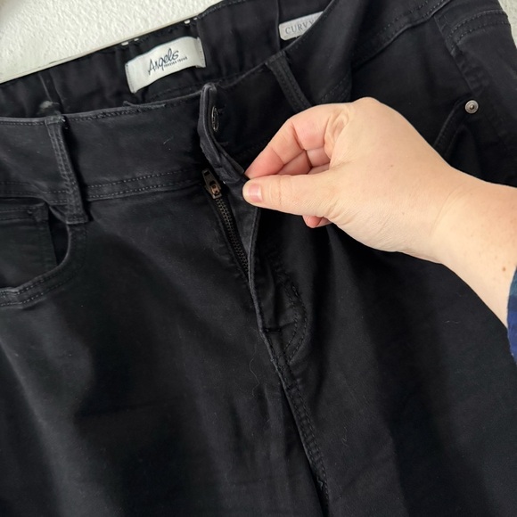Black Curvy Skinny Stretch Jeans Double Button Plus Sz 16W Angels Forever Young - Picture 12 of 13